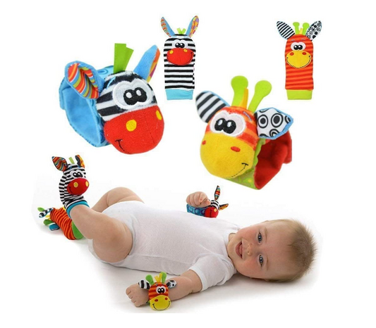Kletshuts™ RattleToy 1+1 GRATIS: Myke Dyre Baby Håndledd Og Fot Sokker Rangle Leketøy Sett