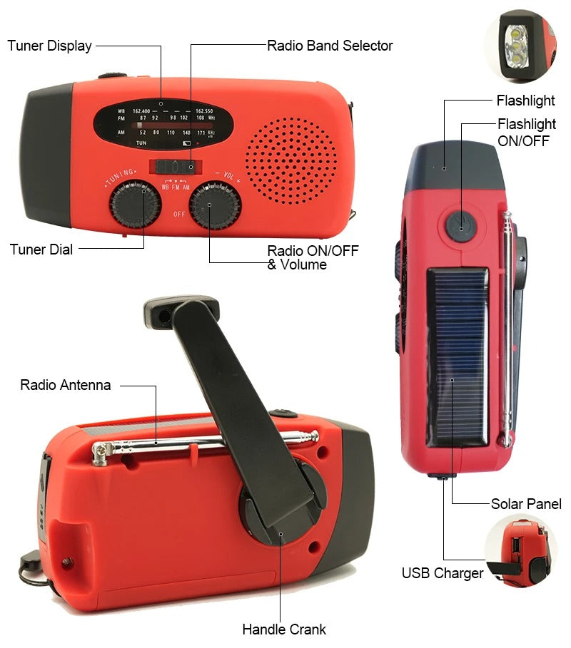 MultiRadio - Multifunksjon Solar Bærbar Nødradio