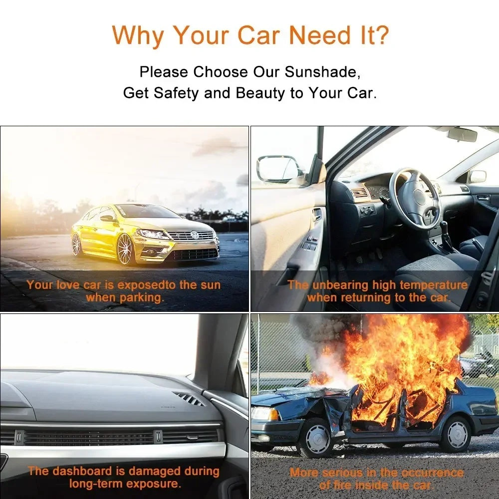 CarSunshade 1+1 GRATIS - Sammenleggbar Solskjerm Bil Solvisir Varmebeskyttelse Trekk