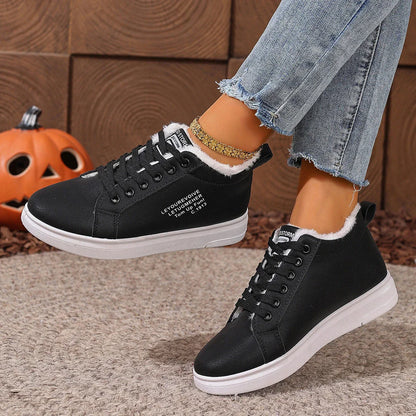 Happy™ VelvetSneakers: Platform Hyggeligt Ankel Snørebånd Fløjl Sneakers