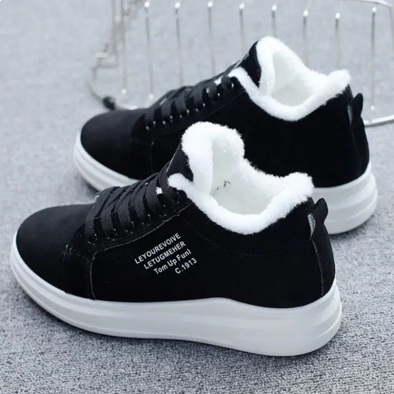 Happy™ VelvetSneakers: Platform Hyggeligt Ankel Snørebånd Fløjl Sneakers