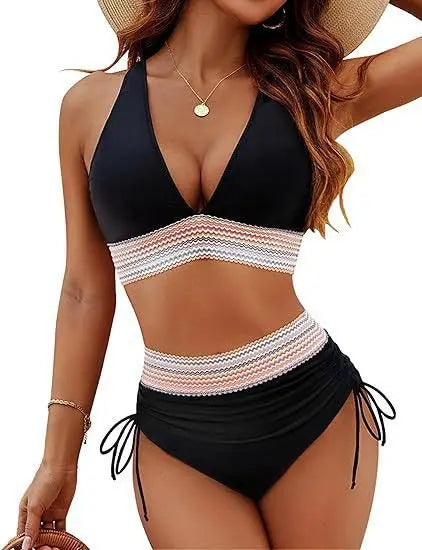 Icone™ DrawstringBikini: Elegant Højtaljet To-Delt Snøre Bikini