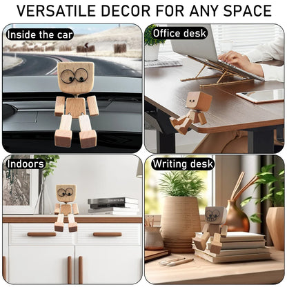 WoodenMan - Liten Ristende Tremann Figur Bil Dashbord Dekorasjon