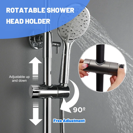 GlideHold® ShowerHolder 1+1 GRATIS: Universal Fit Enkelt-Justerbar Dusjholder Brakett