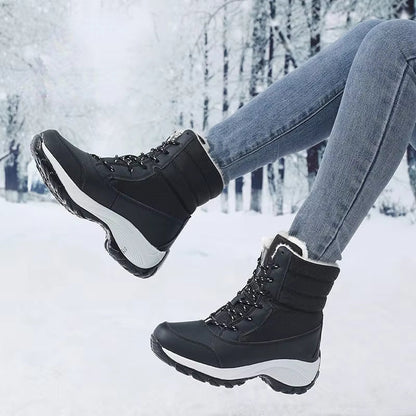 Happy™ ComfyBoots: Kvinders Chunky Platform Snørebånd Høj-Skære Comfy Støvler
