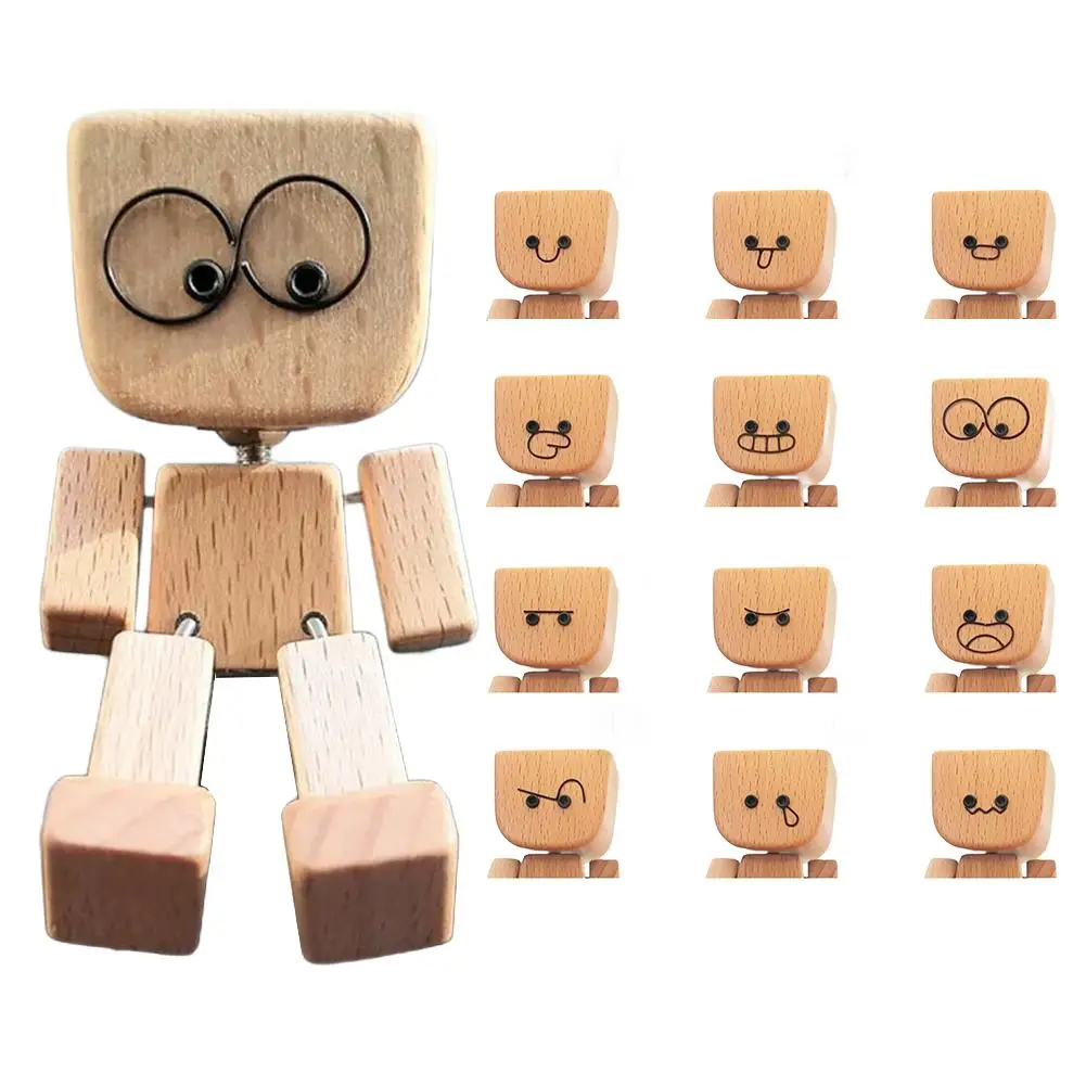 WoodenMan - Liten Ristende Tremann Figur Bil Dashbord Dekorasjon