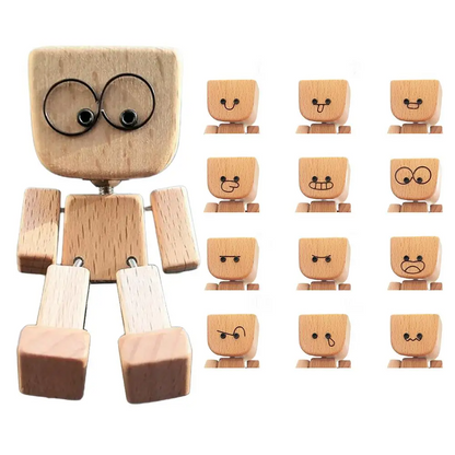 WoodenMan - Liten Ristende Tremann Figur Bil Dashbord Dekorasjon
