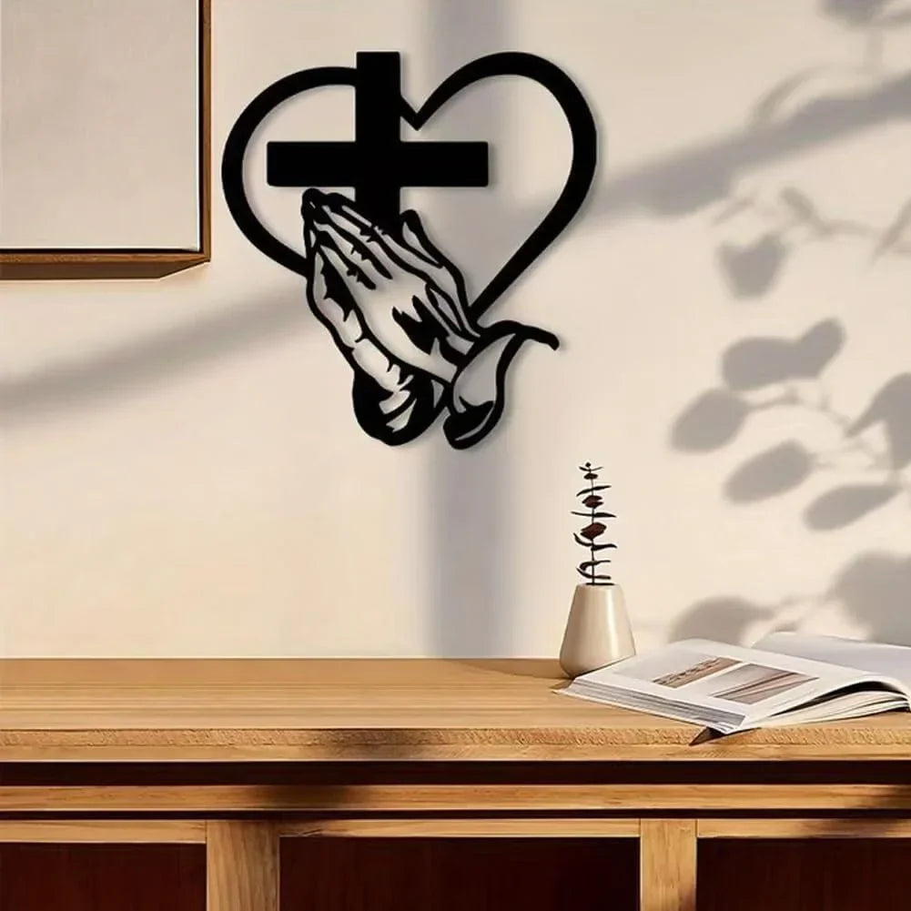 SpiritualDecor - Elegant Hjem Hengende Kors Hjerte Åndelig Dekorasjon