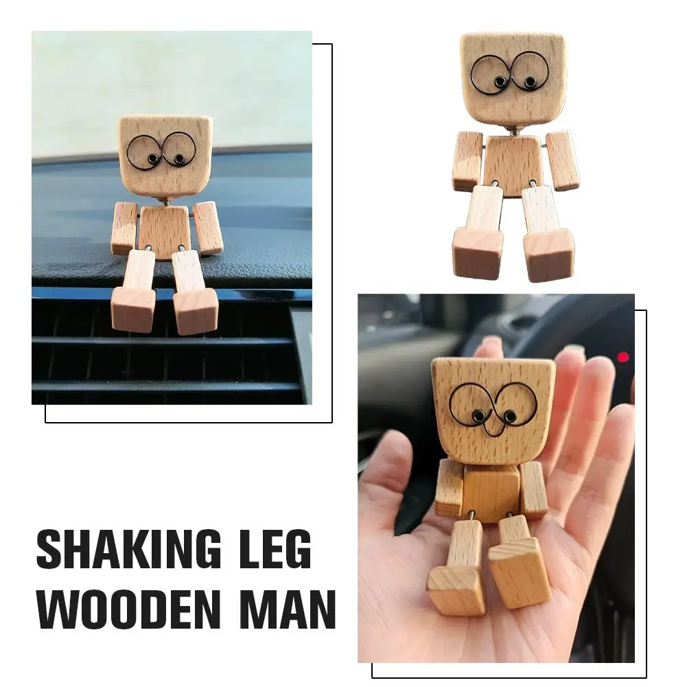 WoodenMan - Liten Ristende Tremann Figur Bil Dashbord Dekorasjon