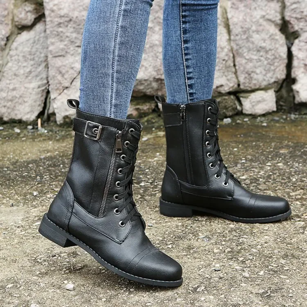 Happy™ ClassicBoots: Vintage Rund Tå Glidelås På Siden Klassiske Ankelstøvler