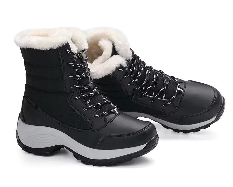 Happy™ ComfyBoots: Kvinders Chunky Platform Snørebånd Høj-Skære Comfy Støvler