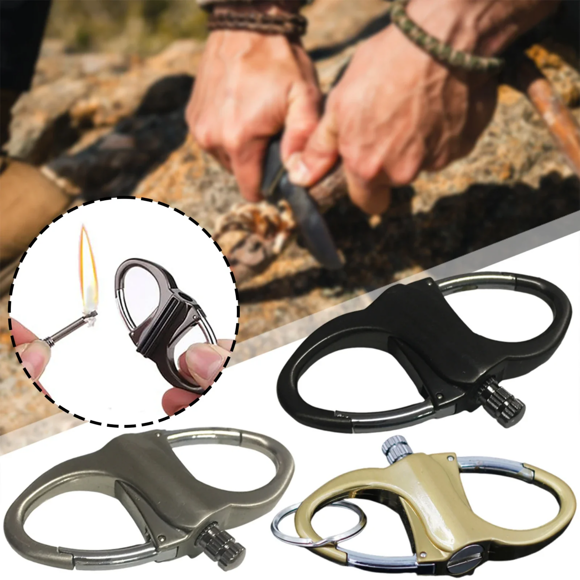 CompactLighter 1+1 GRATIS: Påfyllbar 2-I-1 Karabinkrok Permanent Kompakt Lighter
