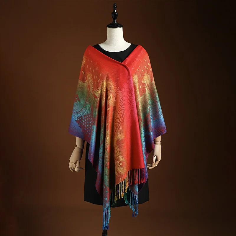 Icone™ ElegantScarf: Elegant Bohem Skjerf med Levende Farger og Dusker for Kvinner