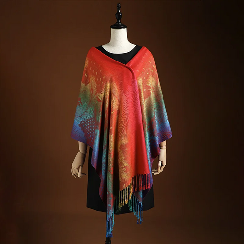 Icone™ ElegantScarf: Elegant Bohem Skjerf med Levende Farger og Dusker for Kvinner