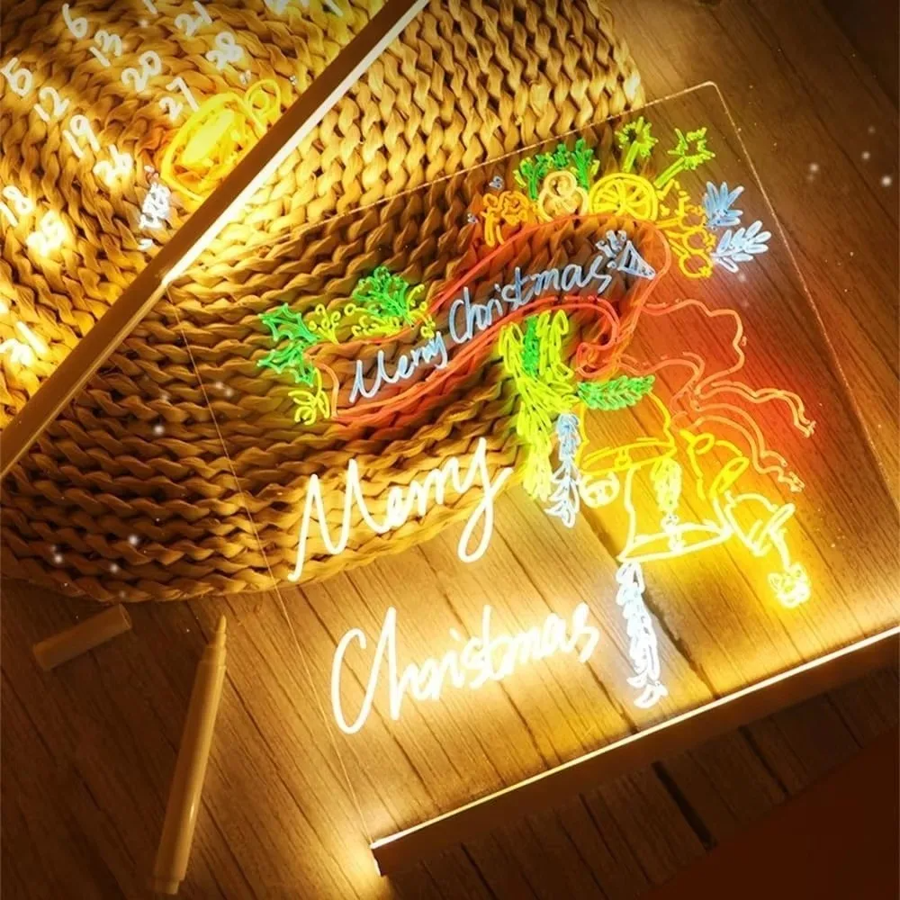 Kletshuts™ NoteBoard: LED-lampe Akryl Notat- og Tegnebrett