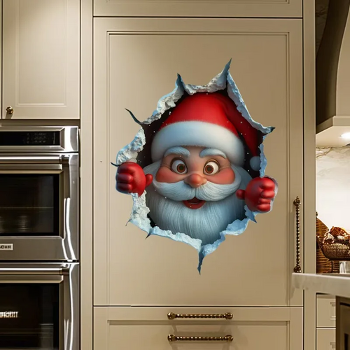 SantaSticker 1+1 GRATIS: 3D Gjenbrukbart Julenisseklistremerke Til Ferie Veggdekorasjon