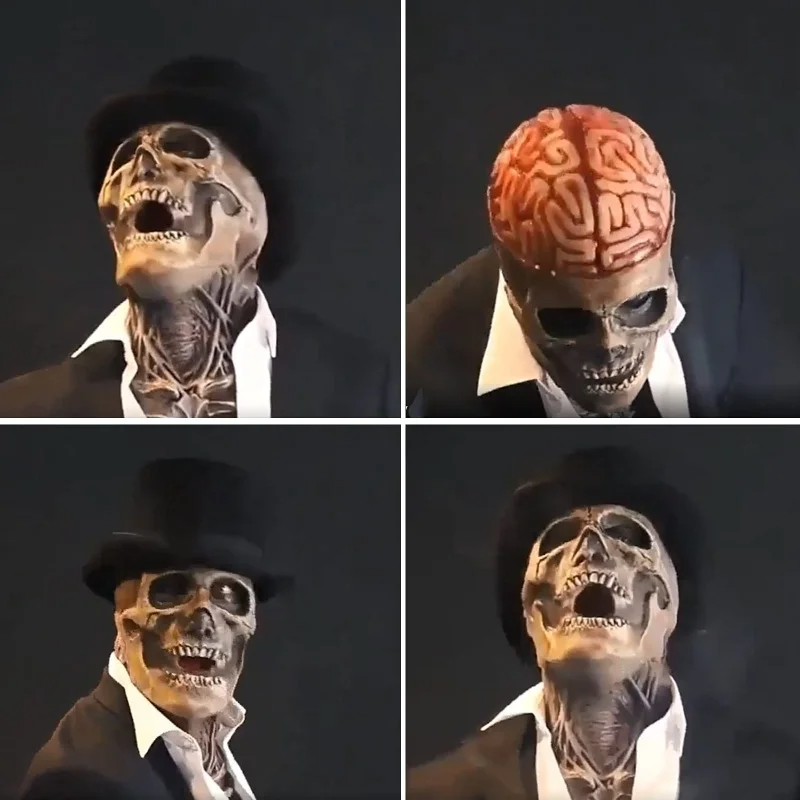 SkeletonMask: Realistisk Skremmende Skjelett Halloweenmaske Kostyme