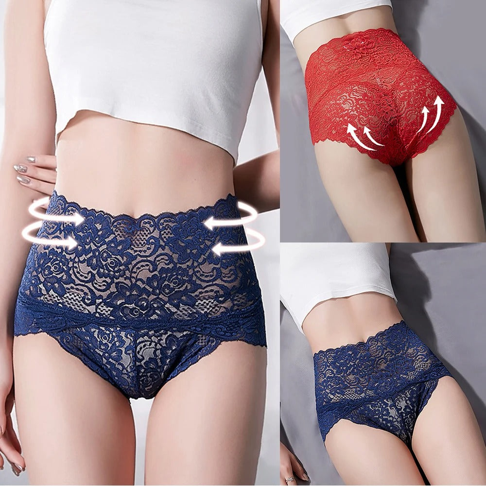 Icone™ LacePanties 1+1 GRATIS: Pustende Høy Midje Sømløse Blondetrusser