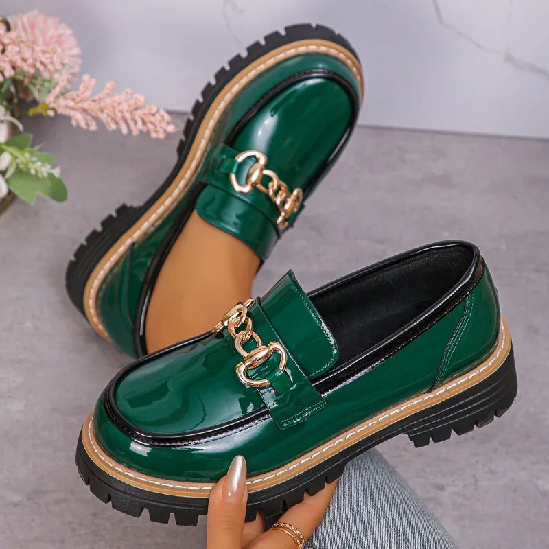 Happy™ WomenLoafers: Lav Hæl Vintagestil Kjede Kvinner Loafers