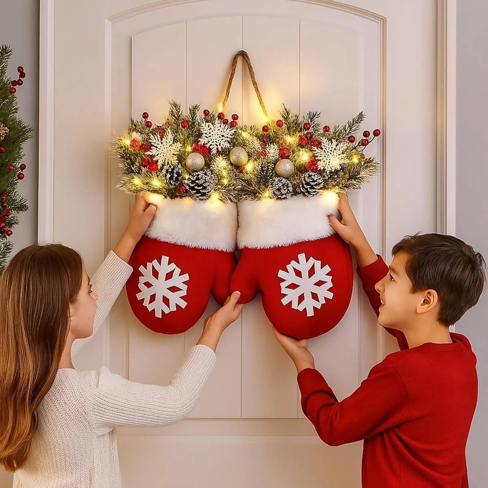 Ledsen™ ChristmasMitten: Utendørs LED Julevott Krans Dekorasjon