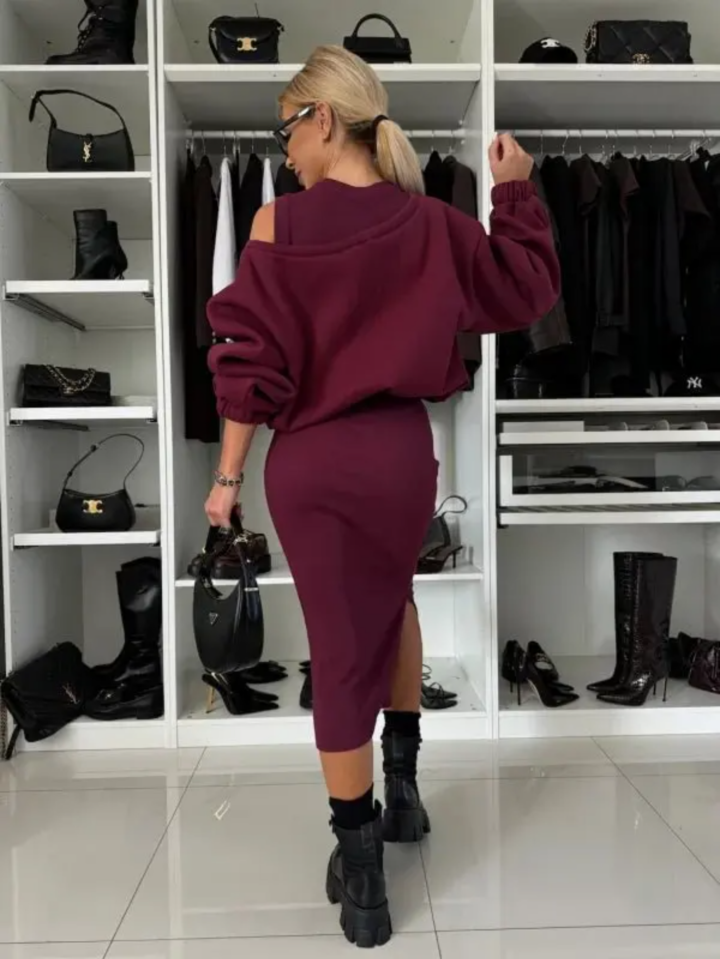 Icone™ ChicSet - Damers Todelte Lange Kjole Og Pullover Chic Sæt