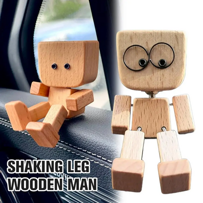 WoodenMan - Liten Ristende Tremann Figur Bil Dashbord Dekorasjon