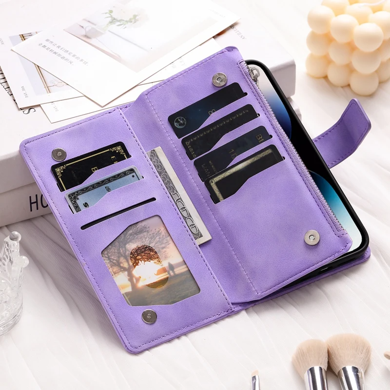Icone™ WalletCase: Premium Præget Flip Cover Slankt Telefon Tegnebogs Etui