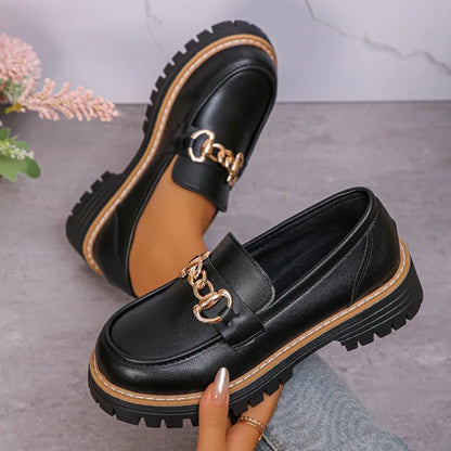 Happy™ WomenLoafers: Lav Hæl Vintagestil Kjede Kvinner Loafers