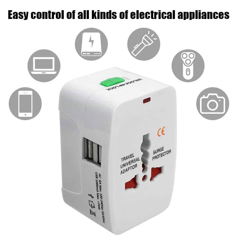 UniversalAdapter 1+1 GRATIS: Universal Dual Ports Rejse Kompakt Adapter