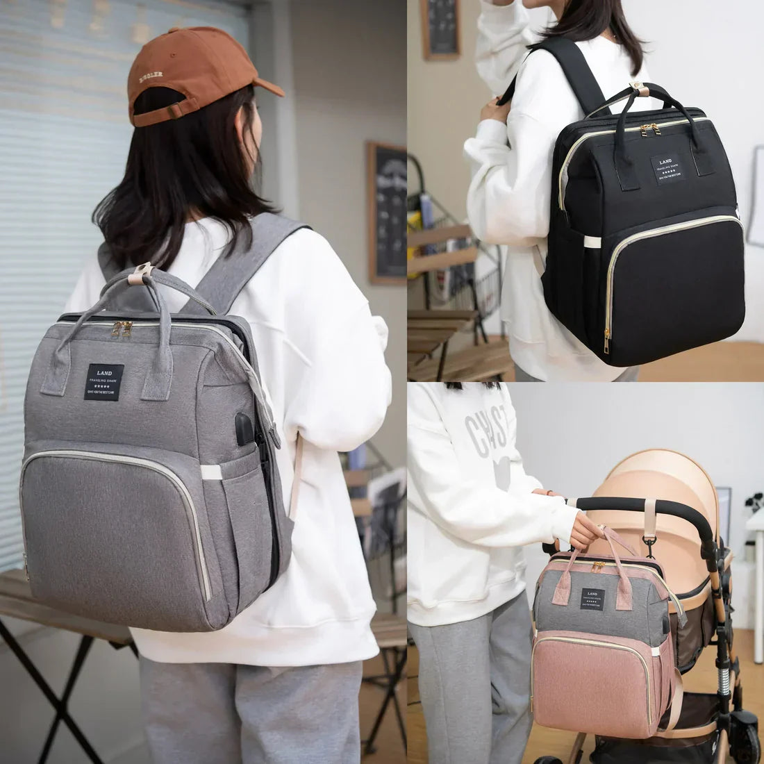 Icone™ MommyBag: Bærbar Veske Med Magisk Sammenleggbar Krybbe