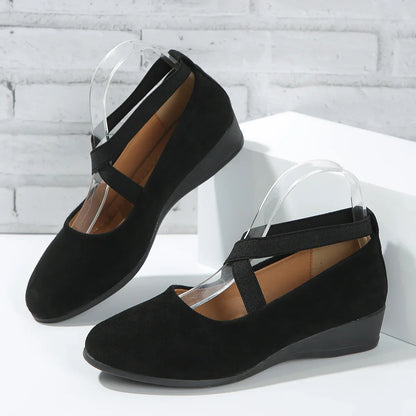 Happy™ BallerinaShoes: Dame Criss-Kryss Lukket Lavhælte Ballerinasko
