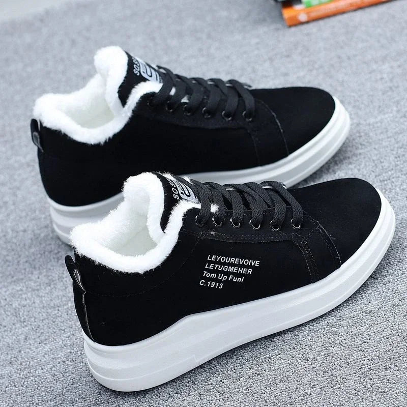 Happy™ VelvetSneakers: Platform Hyggeligt Ankel Snørebånd Fløjl Sneakers