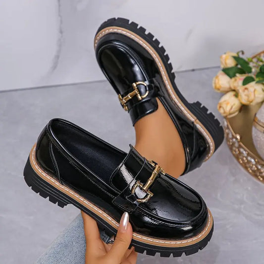 Happy™ WomenLoafers: Lav Hæl Vintagestil Kjede Kvinner Loafers