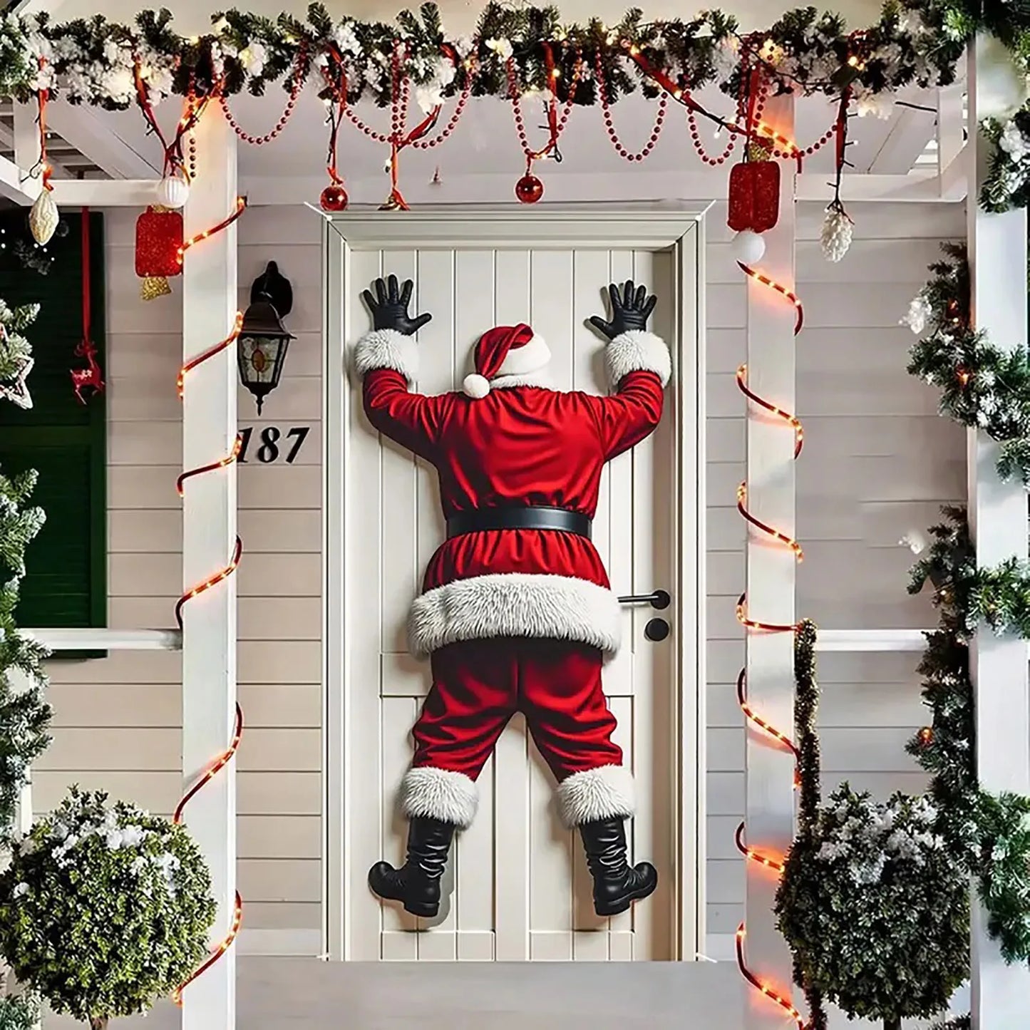 Icone™ HangingSanta: Julebakgrunn Hengende Julenisse Dørdekorasjon