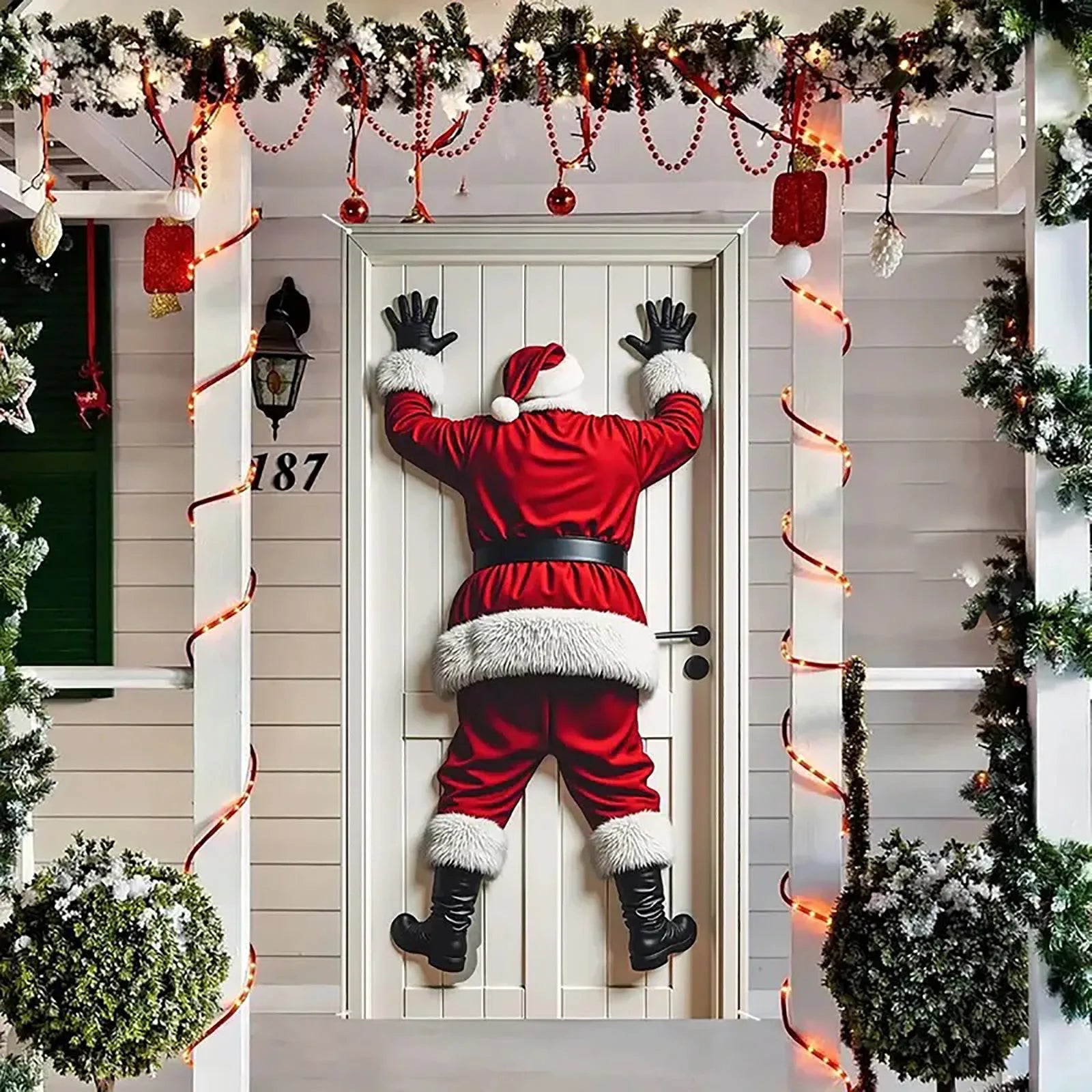 Icone™ HangingSanta: Julebakgrunn Hengende Julenisse Dørdekorasjon
