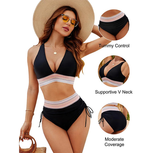 Icone™ Snortruse Bikini: Elegant Høytaljet To-Delt Snøre Bikini