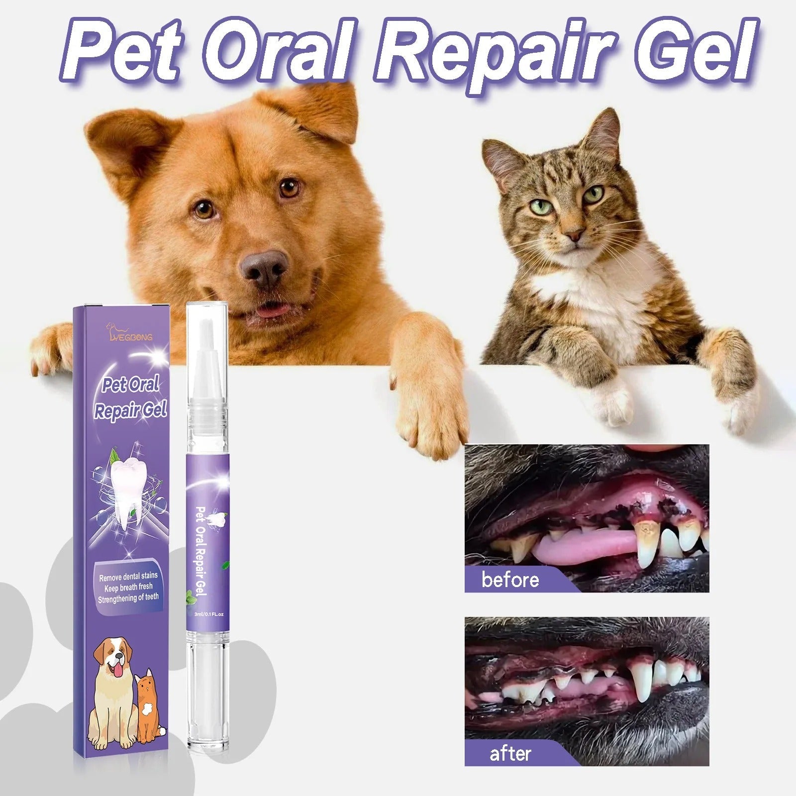 DogCatFri™ DentalPet: Kjæledyr Dental reparasjon og rengjøringsgel