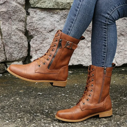 Happy™ ClassicBoots: Vintage Rund Tå Glidelås På Siden Klassiske Ankelstøvler