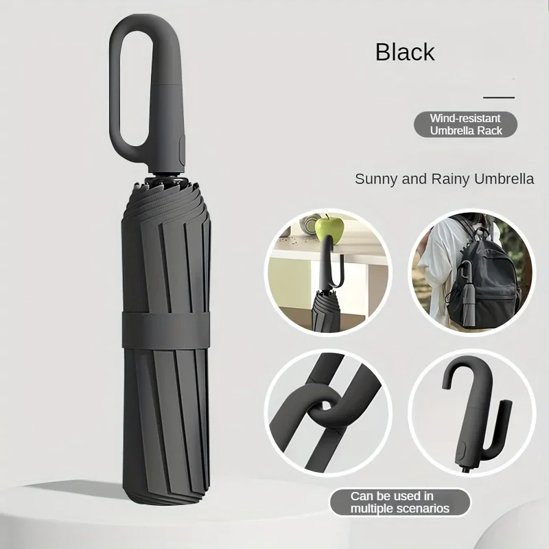 FoldingUmbrella: Automatisk 20 Ribber Ringespenne Håndtak Sammenleggbar Paraply