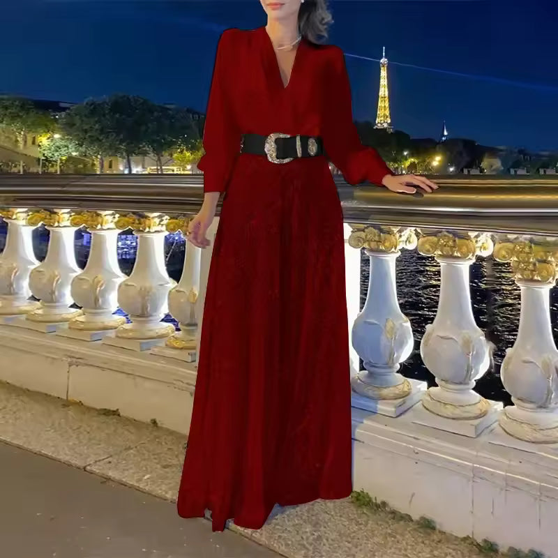 Icone™ ClassicJumpsuit - Elegant V-Udskæring Langærmet Paillet Classic Jumpsuit