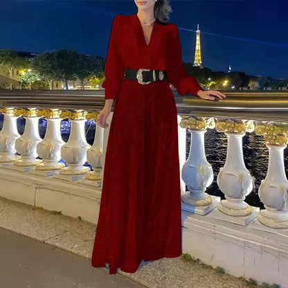 Icone™ ClassicJumpsuit - Elegant V-Udskæring Langærmet Paillet Classic Jumpsuit