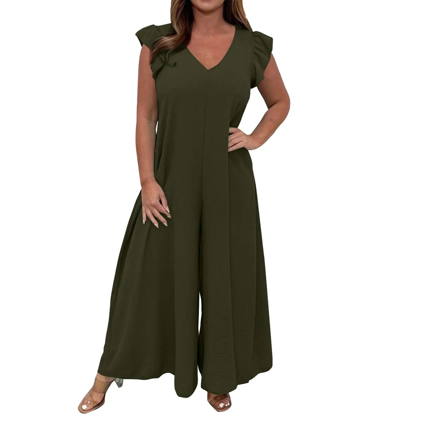 Icone™ CasualJumpsuit: Med volanger, vide ben Casual Jumpsuit