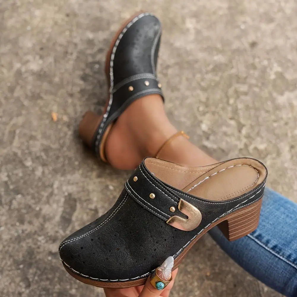 Happy™ ChunkySandals: Stilfull Lukket Tå Plattform Slip-on Chunky Sandaler
