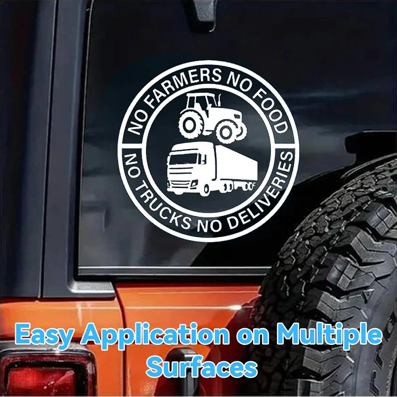 VinylStickers: Ingen Landmænd Ingen Mad Lastbil Vinyl Klistermærker