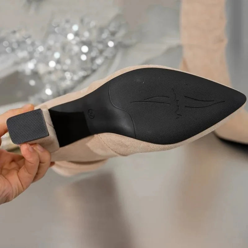 Happy™ StylishBoots - Kvinders Klassiske Ensfarvede Blokhæl Stilfulde Støvler