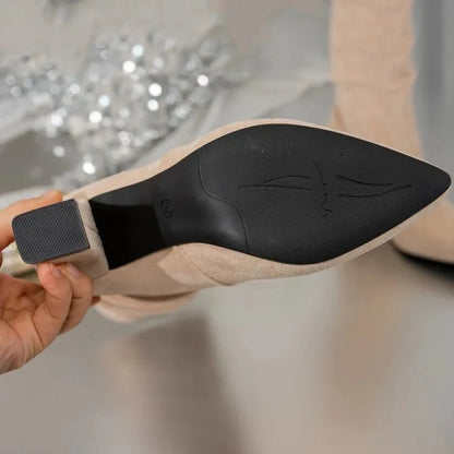 Happy™ StylishBoots - Kvinders Klassiske Ensfarvede Blokhæl Stilfulde Støvler