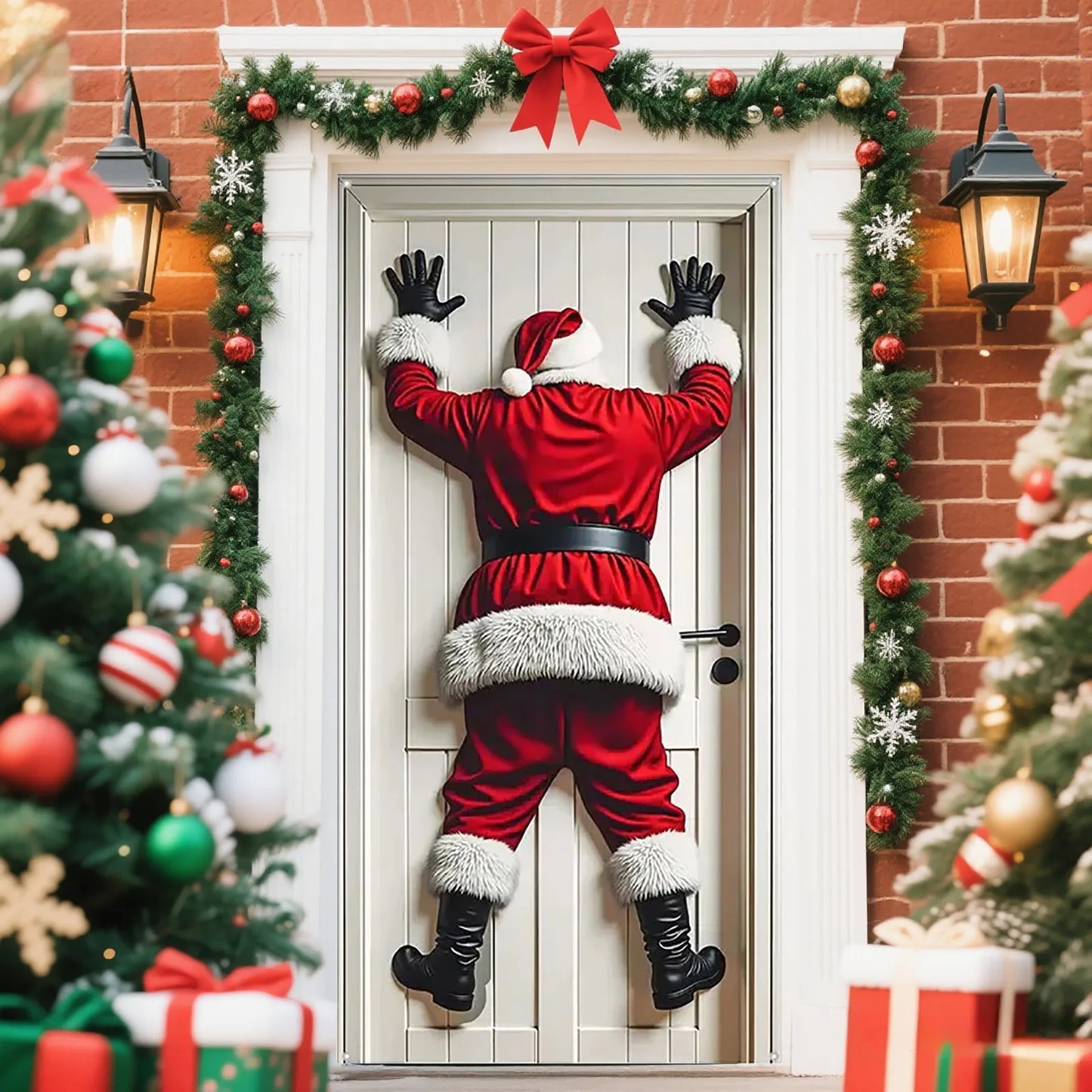 Icone™ HangingSanta: Julebakgrunn Hengende Julenisse Dørdekorasjon