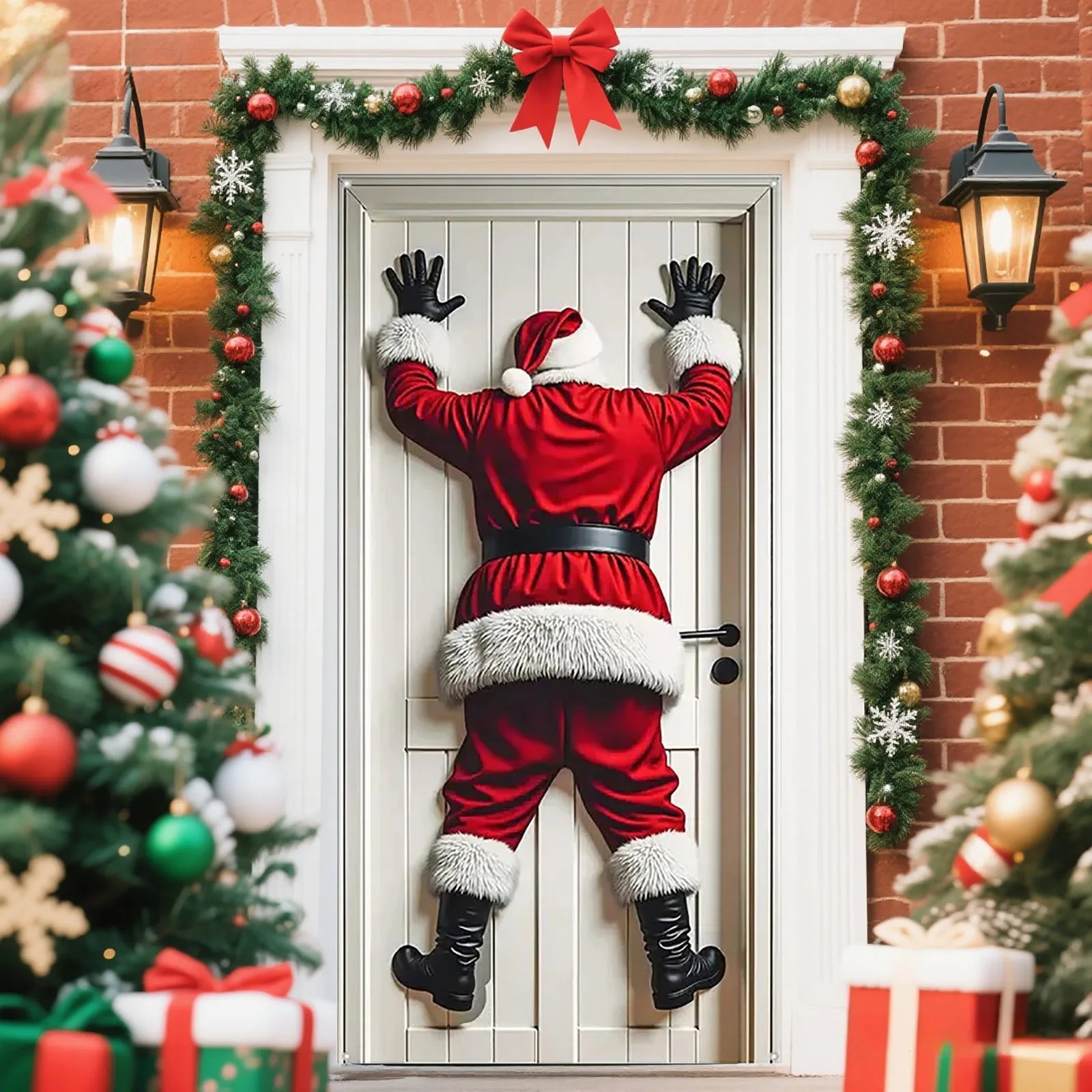 Icone™ HangingSanta: Julebakgrunn Hengende Julenisse Dørdekorasjon