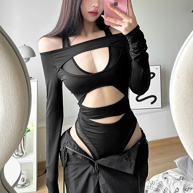 Icone™ MeshBodysuit: Dame Hull-ut Langermet Mesh Bodysuit