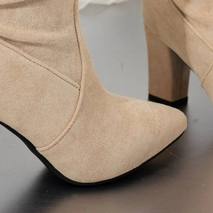 Happy™ StylishBoots - Kvinders Klassiske Ensfarvede Blokhæl Stilfulde Støvler